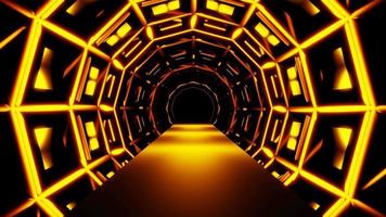 goldenes licht im gelben kreis tunnel vj loop abstrakter hintergrund. hochwertige 4k-Aufnahmen video