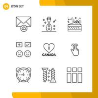 9 Icon Set Line Style Icon Pack Outline Symbols isolated on White Backgound for Responsive Website Designing vector