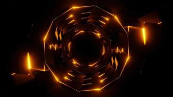 tunnel de cercle rotatif orange abstrait avec boucle vj clignotante video