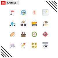 Flat Color Pack of 16 Universal Symbols of transport riding holiday bicycle pacman Editable Pack of Creative Vector Design Elements