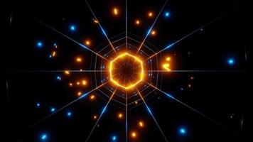 cosmic fractal tunnel with glowing orange blue lights vj loop abstract background video