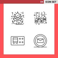 4 Icon Pack Line Style Outline Symbols on White Background Simple Signs for general designing vector
