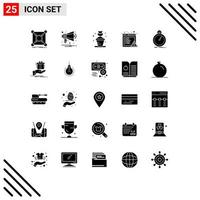 Modern Set of 25 Solid Glyphs and symbols such as fast error notification browser pot Editable Vector Design Elements