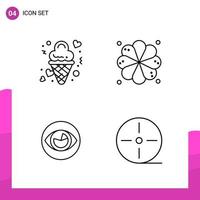 Outline Icon set Pack of 4 Line Icons isolated on White Background for responsive Website Design Print and Mobile Applications vector