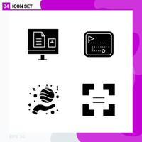 Solid Icon set Pack of 4 Glyph Icons isolated on White Background for Web Print and Mobile vector