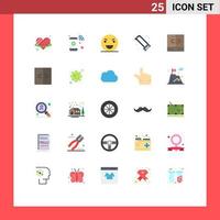 Mobile Interface Flat Color Set of 25 Pictograms of closet plumbing evil plumber scary Editable Vector Design Elements