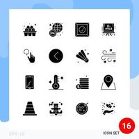 16 Creative Icons Modern Signs and Symbols of back gestures delivered finger science Editable Vector Design Elements