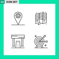 Pack of 4 Line Style Icon Set Outline Symbols for print Creative Signs Isolated on White Background 4 Icon Set vector