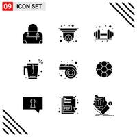 Pixle Perfect Set of 9 Solid Icons Glyph Icon Set for Webite Designing and Mobile Applications Interface vector