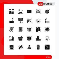 Pictogram Set of 25 Simple Solid Glyphs of computer file egypt empty computer Editable Vector Design Elements