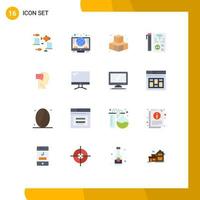 Set of 16 Modern UI Icons Symbols Signs for mind planning coins development coding Editable Pack of Creative Vector Design Elements