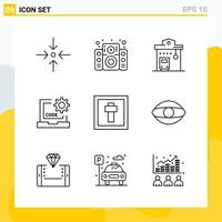 Collection of 9 Universal Line Icons Icon Set for Web and Mobile vector