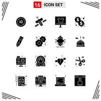 16 Icons Solid Style Grid Based Creative Glyph Symbols for Website Design Simple Solid Icon Signs Isolated on White Background 16 Icon Set vector