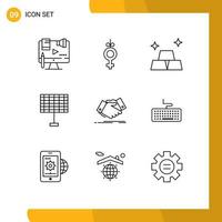 9 Creative Icons Modern Signs and Symbols of agreement hand shake finance handshake eco Editable Vector Design Elements