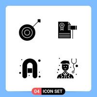 4 Solid Black Icon Pack Glyph Symbols for Mobile Apps isolated on white background 4 Icons Set vector