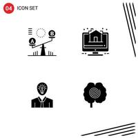 Set of 4 Modern UI Icons Symbols Signs for balance idea lift property light Editable Vector Design Elements