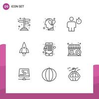 9 Creative Icons Modern Signs and Symbols of travel speedup avatar spaceship timer Editable Vector Design Elements