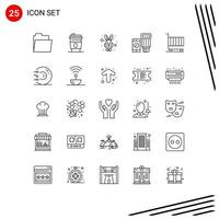 Set of 25 Vector Lines on Grid for marketing cart rabbit business qr Editable Vector Design Elements