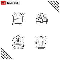 conjunto perfecto de píxeles de iconos de 4 líneas conjunto de iconos de esquema para el diseño de sitios web y la interfaz de aplicaciones móviles vector