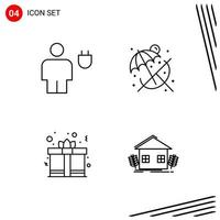 Collection of 4 Vector Icons in Line style Pixle Perfect Outline Symbols for Web and Mobile Line Icon Signs on White Background 4 Icons