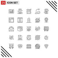 Modern Set of 25 Lines Pictograph of hardware devices magic connected magician hat Editable Vector Design Elements