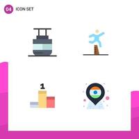 Flat Icon Pack of 4 Universal Symbols of sky lift position vehicles runner achievement Editable Vector Design Elements