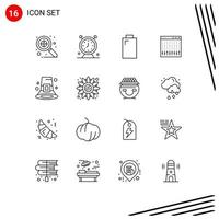 Group of 16 Modern Outlines Set for fall mixer battery hardware control Editable Vector Design Elements