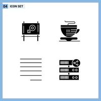 Pack of creative Solid Glyphs of board hosting tea align network Editable Vector Design Elements