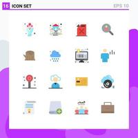 Group of 16 Flat Colors Signs and Symbols for wood search barrel people find Editable Pack of Creative Vector Design Elements