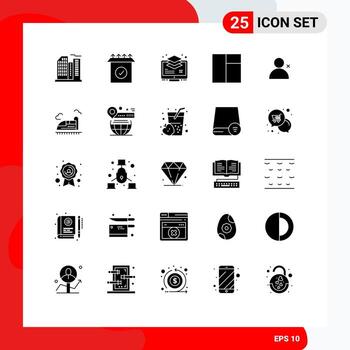 25 Universal Solid Glyphs Set for Web and Mobile Applications bullet twitter layer discover people grid Editable Vector Design Elements