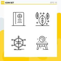 Collection of 4 Universal Line Icons Icon Set for Web and Mobile vector