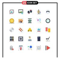 Editable Vector Line Pack of 25 Simple Flat Colors of decline lamp boxing key idea Editable Vector Design Elements