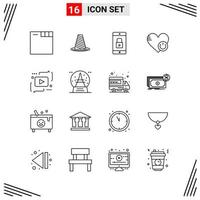 16 Icons Line Style Grid Based Creative Outline Symbols for Website Design Simple Line Icon Signs Isolated on White Background 16 Icon Set vector