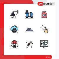 Universal Icon Symbols Group of 9 Modern Filledline Flat Colors of printer data logistic cloud game Editable Vector Design Elements