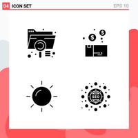 Collection of 4 Vector Icons in solid style Modern Glyph Symbols for Web and Mobile Solid Icon Sign Isolated on White Background 4 Icons