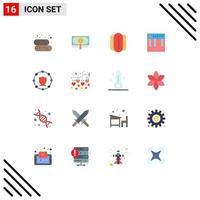 Set of 16 Vector Flat Colors on Grid for computing midi dollar keyboard controller Editable Pack of Creative Vector Design Elements