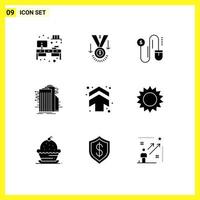 Modern Set of 9 Solid Glyphs and symbols such as arrow connected trophy smart city building Editable Vector Design Elements