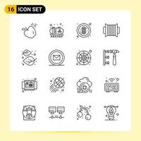 16 iconos creativos para el diseño moderno de sitios web y aplicaciones móviles receptivas 16 símbolos de contorno signos sobre fondo blanco paquete de 16 iconos vector