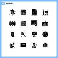 Pictogram Set of 16 Simple Solid Glyphs of partners business education sound format Editable Vector Design Elements