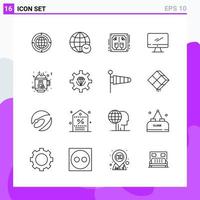 Set of 16 icons in Line style Creative Outline Symbols for Website Design and Mobile Apps Simple Line Icon Sign Isolated on White Background 16 Icons vector