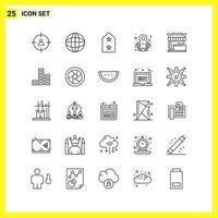 25 Icon Set Simple Line Symbols Outline Sign on White Background for Website Design Mobile Applications and Print Media vector