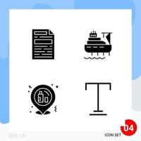 Modern Pack of 4 Icons Solid Glyph Symbols isolated on White Backgound for Website designing vector