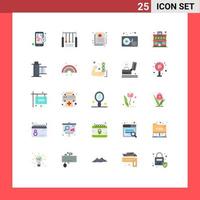 Modern Set of 25 Flat Colors Pictograph of hotel apartment rings music audio Editable Vector Design Elements