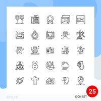 Modern Set of 25 Lines and symbols such as search photo telefax gallery medal Editable Vector Design Elements