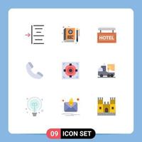 Universal Icon Symbols Group of 9 Modern Flat Colors of achievement telephone learning phone rest Editable Vector Design Elements