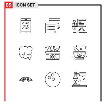 Set of 9 Modern UI Icons Symbols Signs for environment air plan progress chart Editable Vector Design Elements
