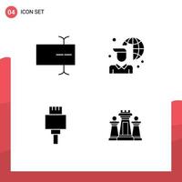 User Interface Pack of 4 Basic Solid Glyphs of cursor electronic internet network computer Editable Vector Design Elements