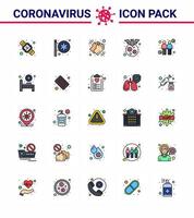 Corona virus disease 25 Flat Color Filled Line icon pack suck as disease corona hands carrier care viral coronavirus 2019nov disease Vector Design Elements