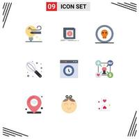 Modern Set of 9 Flat Colors and symbols such as interface wire coin mixer pirate Editable Vector Design Elements