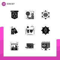 Glyph Icon set Pack of 9 Solid Icons isolated on White Background for responsive Website Design Print and Mobile Applications vector